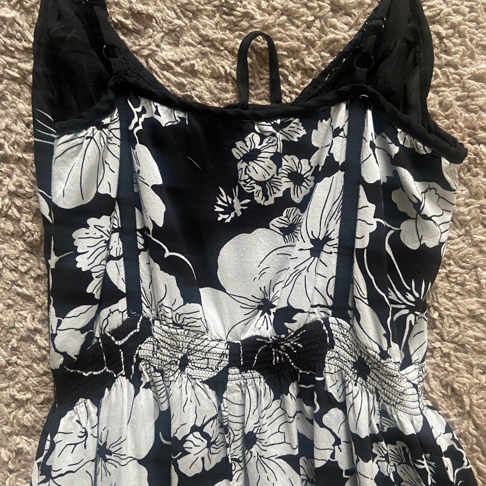 Romy Hibiscus Flower Design Spaghetti Strap Front Tie Dress - Picture 6 of 8